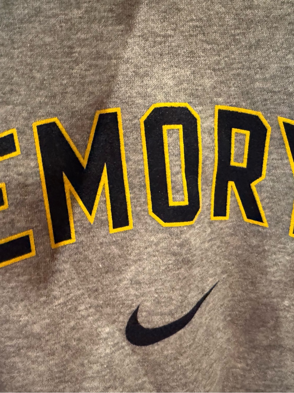 Nike Grey Sweatshirt with Navy & Yellow Emory Lettering